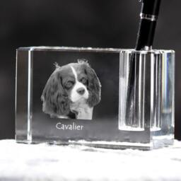 Cavalier, Crystal Pen Holder With Dog, Souvenir, Decoration, Limited Edition, Collection - thumbnail 2