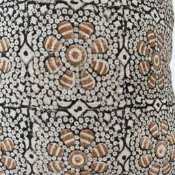 Hand Block Print Linen Pillow Cover Black & Tan Floral - thumbnail 3