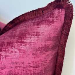 Luxury Maroon Red Velvet Soft Cushion For A Bed, Beds, Sofa, Sofa Set, Bed Textured Cushion, Scatter Cushion - Style No - thumbnail 2
