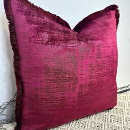 Luxury Maroon Red Velvet Soft Cushion For A Bed, Beds, Sofa, Sofa Set, Bed Textured Cushion, Scatter Cushion - Style No - thumbnail 3