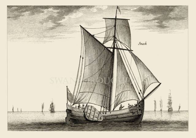 Dutch Fishing Boat Print, Sepia Nautical Wall Art - image 1
