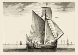 Dutch Fishing Boat Print, Sepia Nautical Wall Art - thumbnail 1