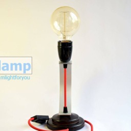 Wooden Table Lamp Handmade Desk Made Of Wood & Aircraft Aluminum D-Lamp Table Light Bedside Industrial - thumbnail 4