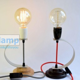 Wooden Table Lamp Handmade Desk Made Of Wood & Aircraft Aluminum D-Lamp Table Light Bedside Industrial - thumbnail 2