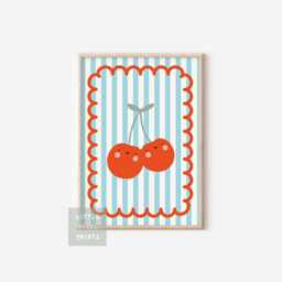 Bright Happy Cherry Childrens Wall Print For Nursery Or Bedroom - thumbnail 2
