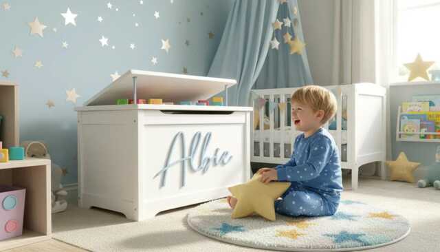 Scribble Font Wooden Name Sign - Nursery Toy Box Decor 30cm - image 1