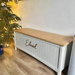 Scribble Font Wooden Name Sign - Nursery Toy Box Decor 30cm - thumbnail 3