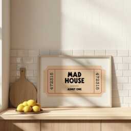 Mad House Print - Entryway Wall Art Hallway Retro Ticket Welcome Sign - thumbnail 3