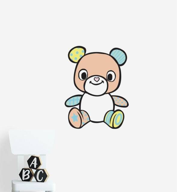 Colourful Teddy Bear Wall Sticker Decal - Nursery Stickers, Animal Decals, Home Decor, Baby Room, Art, Girl, Boy