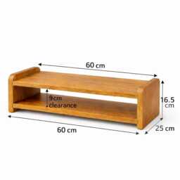 Solid Wood Monitor Stand Riser Minimalist Desk Shelf With Keyboard Storage - thumbnail 2