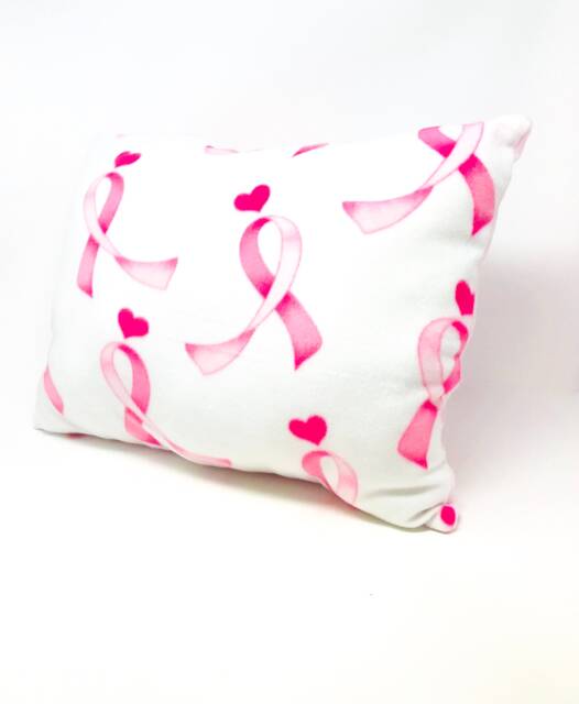 Pink Ribbon Fleece Throw Pillow - Breast Cancer Awareness Support - image 1