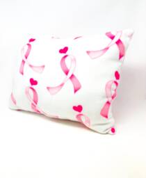 Pink Ribbon Fleece Throw Pillow - Breast Cancer Awareness Support - thumbnail 1