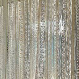 Beige Crochet Sheer Curtains, Farmhouse Cotton Knitted Drapes With Tassels , 1 Panel - thumbnail 3