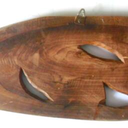 "Handmade Natural Teak Wood Carving Lucky Fish Art Home Wall Hanging Decor Carved 17""x8.5" - thumbnail 4