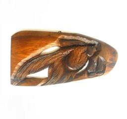 "Handmade Natural Teak Wood Carving Lucky Fish Art Home Wall Hanging Decor Carved 17""x8.5"