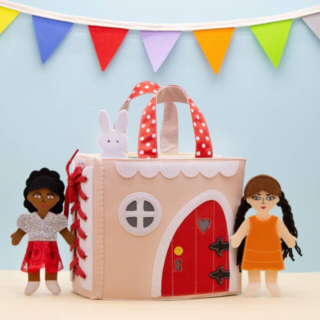 Felt Dollhouse Quiet Book Dress Up Doll, Waldorf Toddler Toy - image 1