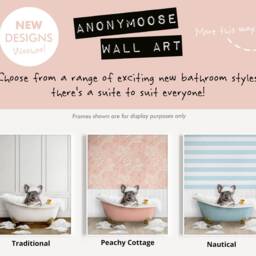 Grey French Bulldog in A Bath Print, Bathing, Funny Bathroom Animal Bathtub, Dog Tub Whimsy - thumbnail 2