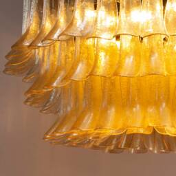 Large Ceiling Lamp Chandelier Petali ??100 cm Made in Italy Murano Glass Gold Color - thumbnail 3