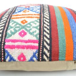 Handmade Big Kilim Pillow Cover 24x24 Inch - 60x60 cm Huge Kilim Sofa Decor Ethnic Pillow Accent Cushion Cover - thumbnail 4