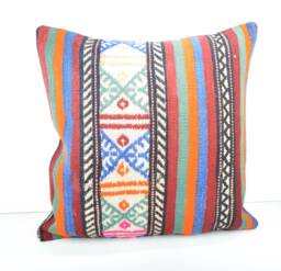 Handmade Big Kilim Pillow Cover 24x24 Inch - 60x60 cm Huge Kilim Sofa Decor Ethnic Pillow Accent Cushion Cover