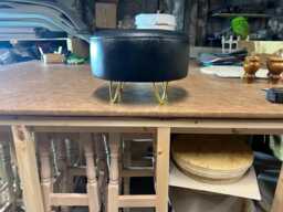 Bespoke Leather Footstool With Hairpin Legs - Custom Color
