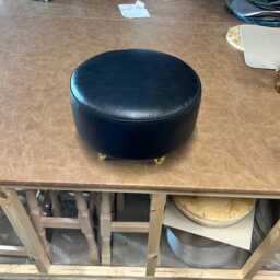 Bespoke Leather Footstool With Hairpin Legs - Custom Color - thumbnail 2