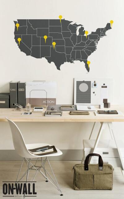 Push Pin Decal - Large United States Vinyl Sticker Office Wall Art M001 - image 1