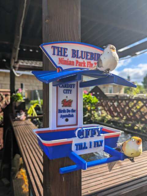 Cardiff City Bird Seed Feeder - Bluebirds Fly Thru Welsh Football Fan Garden Feeding Station - image 1