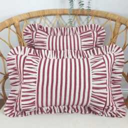 Bohemian Linen Striped Pillow Cover With Frill Edges - thumbnail 2