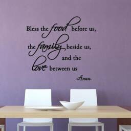 Christian Dining Room Scripture Wall Art Decal - Bless The Food Before Us Faith Stickers - Vwaq #2 - thumbnail 1