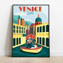 Venice Italy Retro Travel Poster Archival Quality Print - thumbnail 2