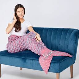 Personalised Custom Embroidered Mermaid Blanket Hand Knitted Tail Gift Party Kids Adult Girls Womens Birthday - thumbnail 3