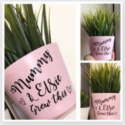 Personalised Plant Pot Planter Mummy & Me Grew This - Nana-Nanna-Nannie-Grandma-Granny-Mummy-Mum-Mother - thumbnail 3