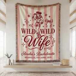 Custom Wild Wife Blanket, Western Bachelorette Throw, Cowgirl Throw Back Weekend Bach Party Favors - thumbnail 1