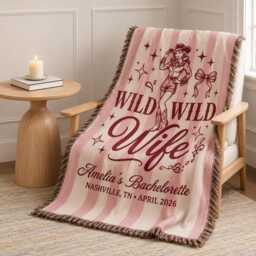 Custom Wild Wife Blanket, Western Bachelorette Throw, Cowgirl Throw Back Weekend Bach Party Favors - thumbnail 3