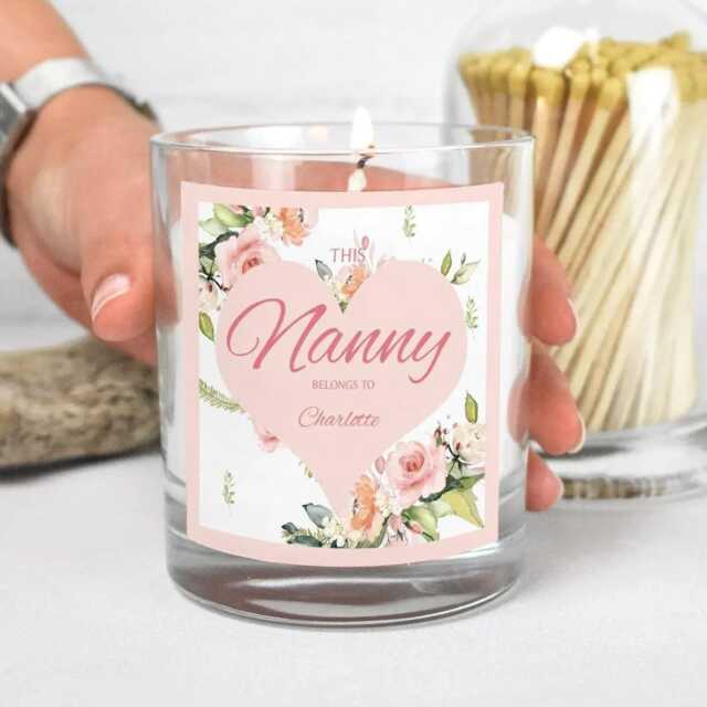 Personalised Nanny Gift, Gift Candle, Granny Pink Heart Scented Candle in Jar, Custom Nan, Friend - image 1