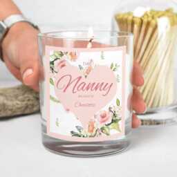 Personalised Nanny Gift, Gift Candle, Granny Pink Heart Scented Candle in Jar, Custom Nan, Friend - thumbnail 1