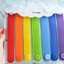 Felt Rainbow Busy Book Page Montessori Toddler Quiet Toy - thumbnail 4
