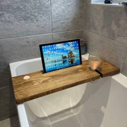 Wyedale Rustic Bath Caddy Tray Handcrafted Rustic Bathroom Wooden Industrial Shelf Shelving Bathroom Decor - thumbnail 2