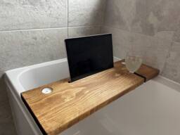 Wyedale Rustic Bath Caddy Tray Handcrafted Rustic Bathroom Wooden Industrial Shelf Shelving Bathroom Decor - thumbnail 1