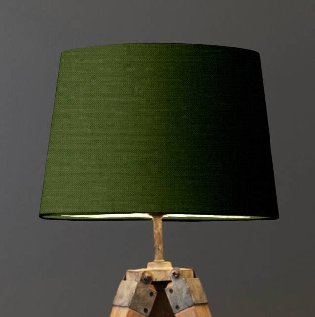 Olive Cotton French Drum Lampshade, Empire Olive Green Ceiling Light Shade - image 1