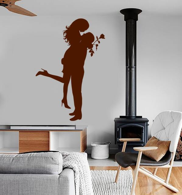 Wall Vinyl Decal Family Hearts Couple's Love Valentines Day Romance Hug's & Kisses Romantic Bedroom Decor - #1036Dz - image 1