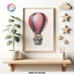 Personalised Name Safari Animal Prints - Set Of 3 - Boho Nursery Wall Art Hot Air Balloon Posters Kids Bedroom Decor Boys Girls Gifts - thumbnail 3