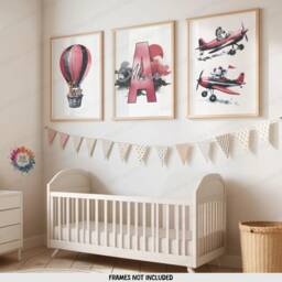 Personalised Name Safari Animal Prints - Set Of 3 - Boho Nursery Wall Art Hot Air Balloon Posters Kids Bedroom Decor Boys Girls Gifts - thumbnail 1
