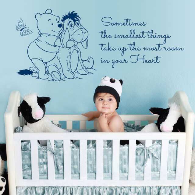 Winnie The Pooh Smallest Things Wall Sticker Quote Kids Boys Girl Bedroom Baby Nursery Decoration - image 1