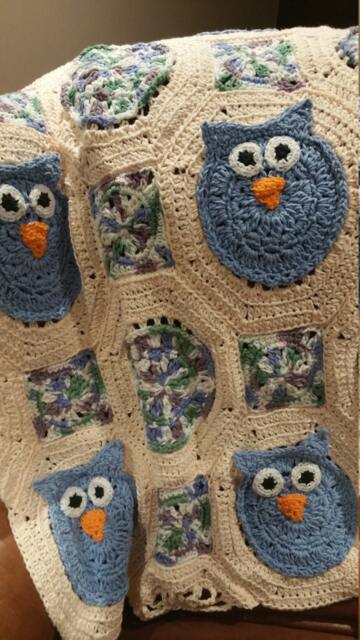 Owl Baby Blanket/Lap Afghan Girl Crib Boy - image 1