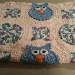 Owl Baby Blanket/Lap Afghan Girl Crib Boy - thumbnail 3