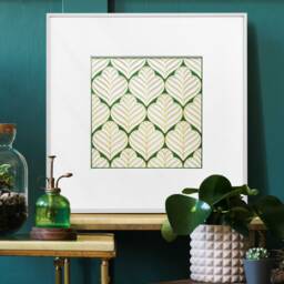 Leaf Artwork Layered Wall Sculpture, Royal Green Home Decor, Toile Art - thumbnail 1