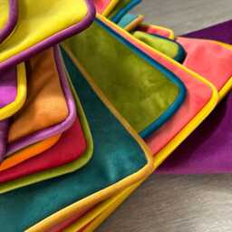 Velvet Throw Pillow Cover With Piping Colorful Cushion - thumbnail 3