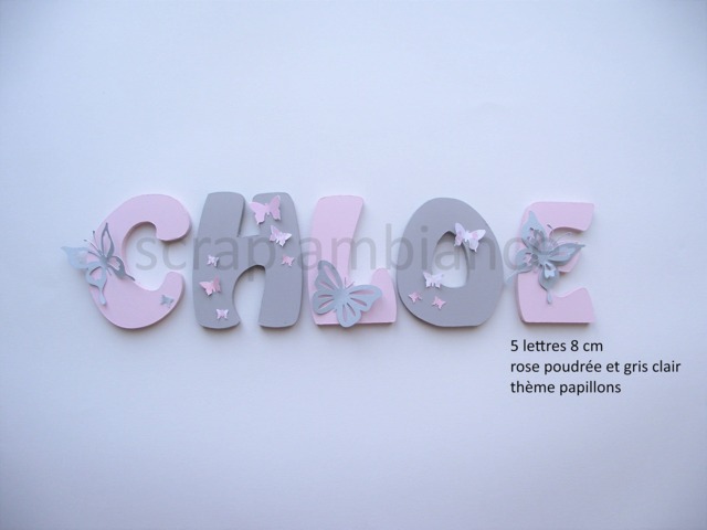 Wooden First Name Letter, Baby Personalized Name, Birth Gift, Child Room Letter To Stick Theme Butterflies - image 1